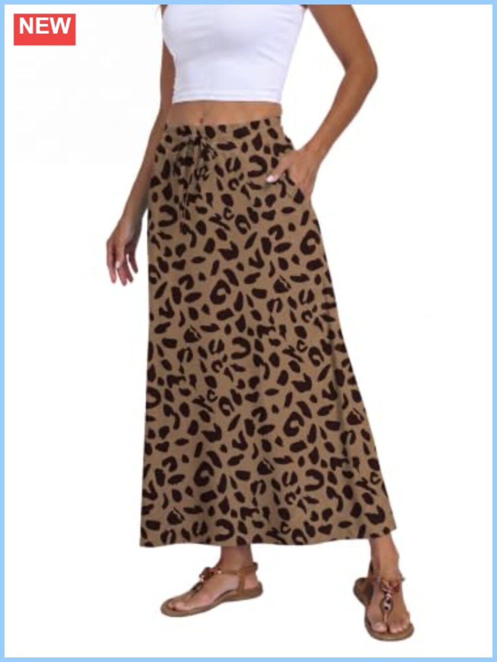 Boho Maxi Skirt High Waisted Flowy A-Line Pockets Tiered Long Skirt